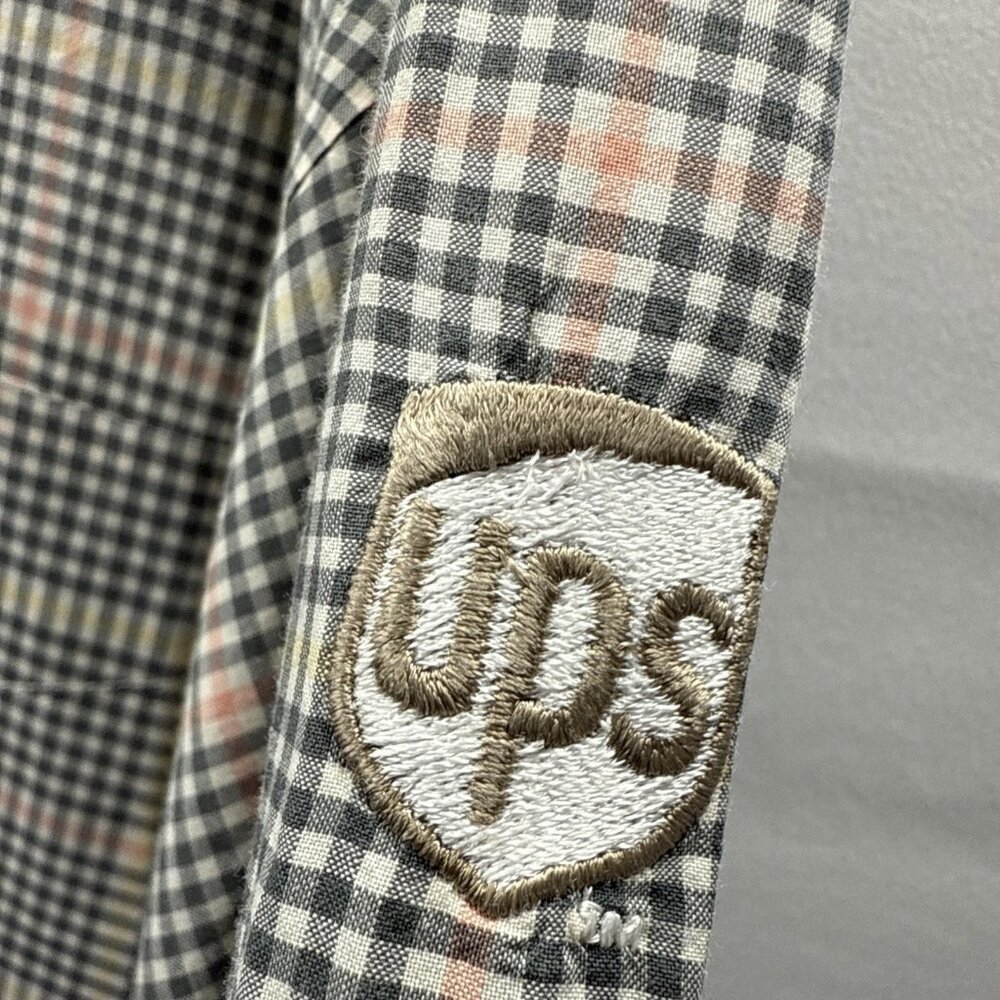 UPS Men's Shirt Haley Size XXL 2XL Plaid Green Beige Long‎ Sleeve Button Up